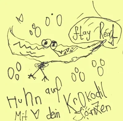 Huhn auf Krokodil